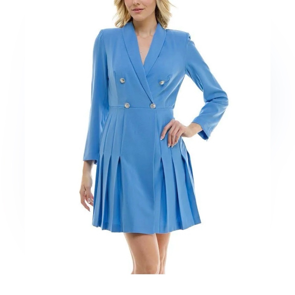NWT Taylor Women's Blue Textured Sleeveless Ruffle-Hem Dress Dress Size 6 $119